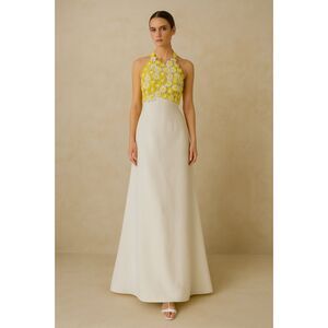 Vintage Lilli Diamond California White Daisy Bodice Maxi Dress  Women's Sz Small